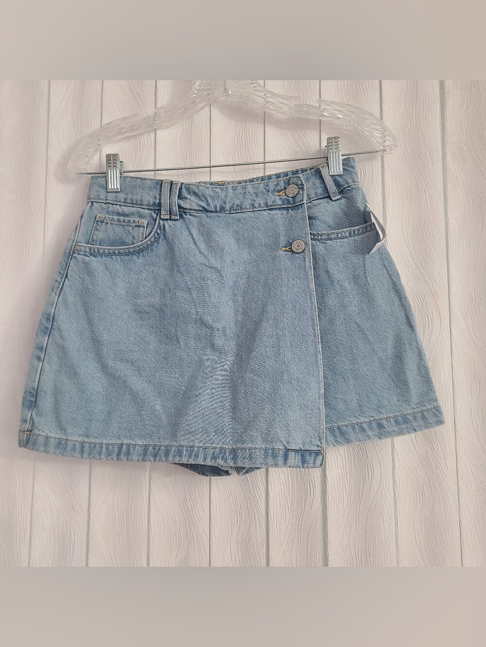 Gap Kids Girls Sz 16 Denim Light Wash Casual Front Cross Over Panel 2025 Skort